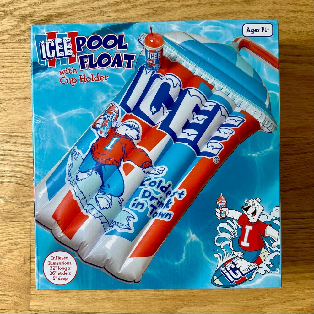 ICEE Pool Float Inflatable Slushie Cup - Lounger 72x36 Cup Holder New Open Box - Picture 6 of 8